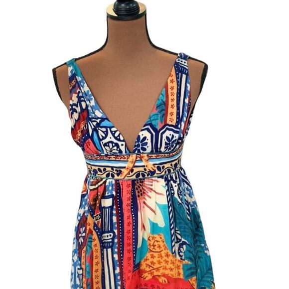 Farm Rio Sleeveless Forest Tiles V-Neck Midi Dress – Size XS - Picture 2 of 11